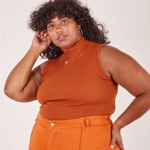 Big Bud Press Sleeveless Essential Turtleneck in Burnt Terracotta